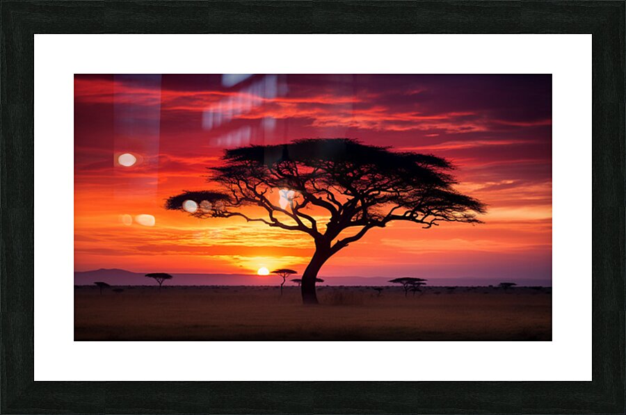 Acacia Tree on Serengeti AI Picture Frame print